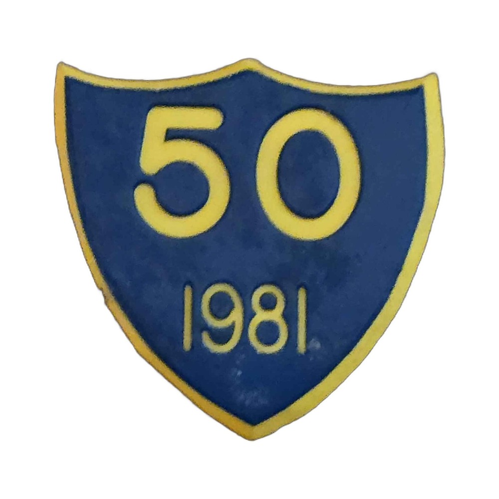 Vintage Blue And Yellow Shield 50 1981 Lapel Vest Hat Pin J30